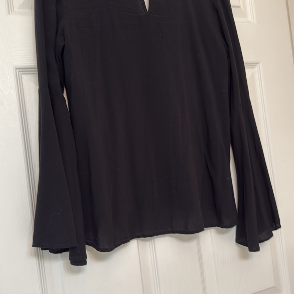 Express Black Bell Sleeve V Neck Blouse - Picture 8 of 11
